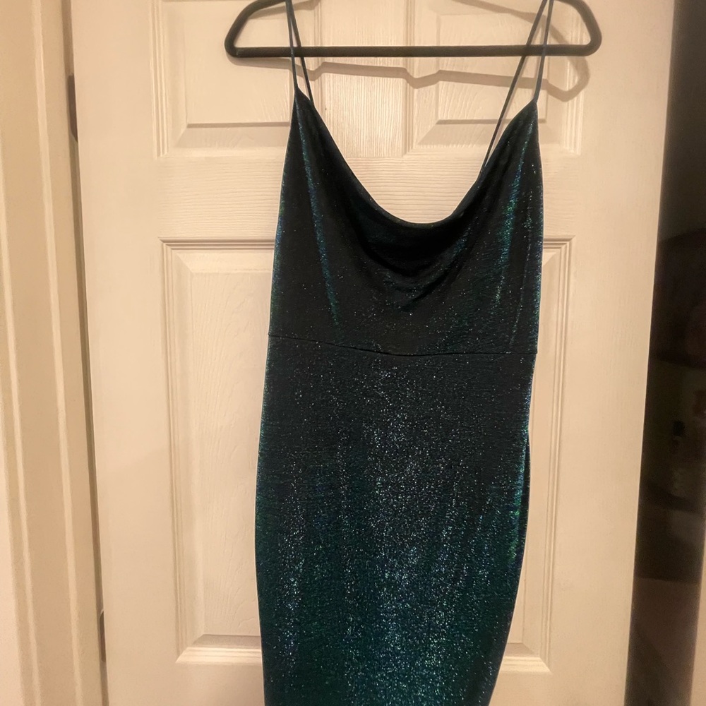 H&M Shimmering Teal Mini Dress